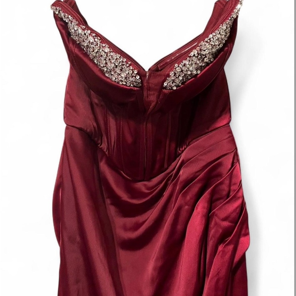 Burgundy Gown with Embellishing